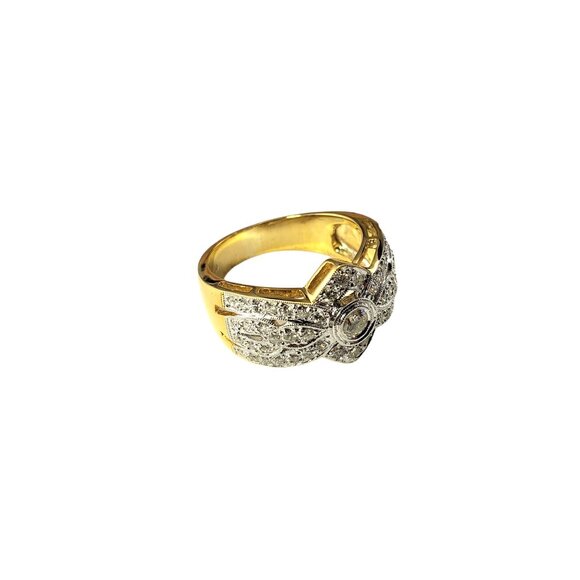 Vintage 18K Yellow Gold and Diamond Ring Size 8 JAGi Certified #15374 - Picture 5 of 10